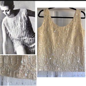 Tops - Vintage Mod 1960’s Fringe Embellished Blouse L 12 Tops - Vintage Mod 1960’s Fringe Embellished Blouse L 12